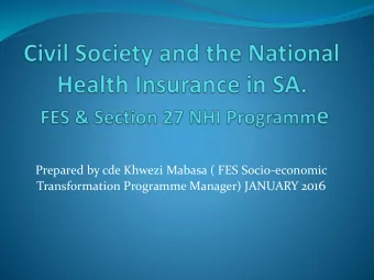 Transformation Programme Manager) JANUARY 2 016  Political Context: Social Democratic  Values