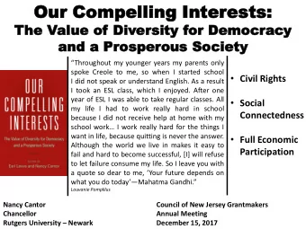 Our  Our C  Comp  ompelli  elling  ng Inte  Interest  ests:  s:  The  he Value  alue of  of D  Div