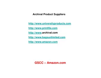 GSCC  Amazon.com  Archival/Preservation Sources  State of Florida