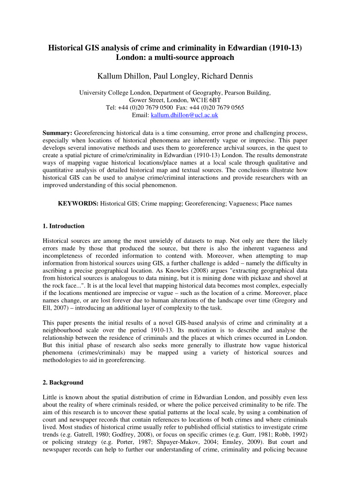 historical gis analysis of crime and criminality in