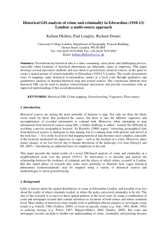 Historical GIS analysis of crime and criminality in Edwardian (1910-13)  London: a multi-source