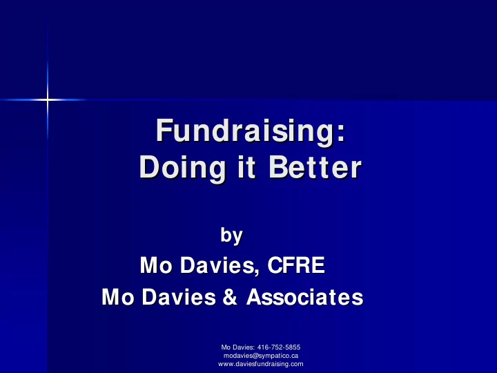 fundraising fundraising doing it better doing it better