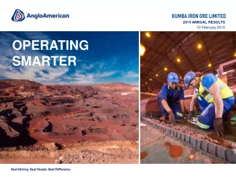 SMARTER  DISCLAIMER  Certain statements made in this presentation constitute forward-looking