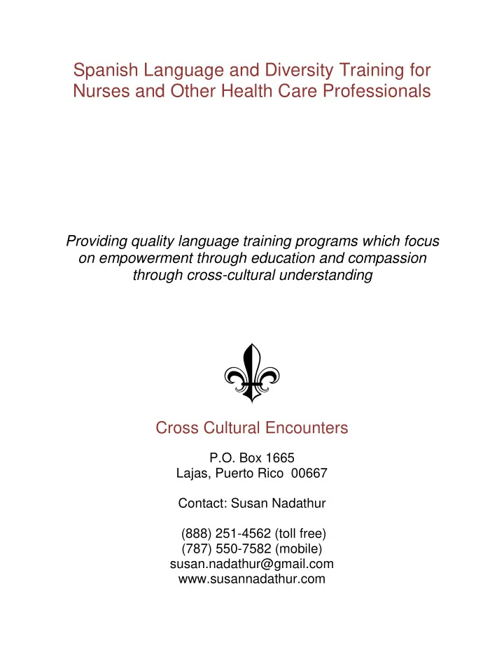 spanish language and diversity training for nurses and
