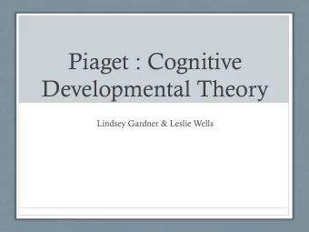 Piaget : Cognitive  Developmental Theory  Lindsey Gardner &amp; Leslie Wells  Historical Influences
