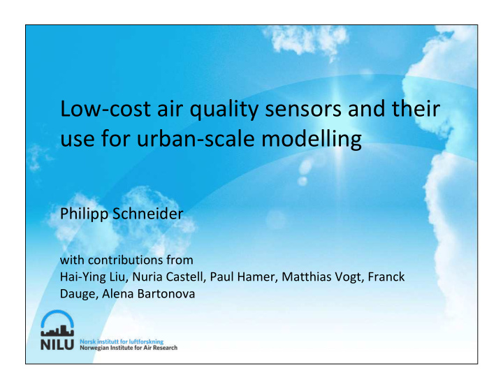 low cost air quality sensors and their use for urban