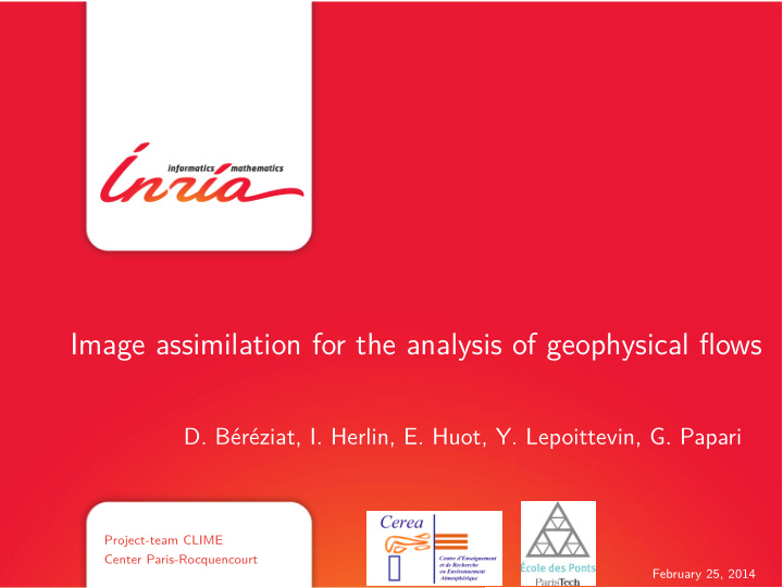 image assimilation for the analysis of geophysical flows