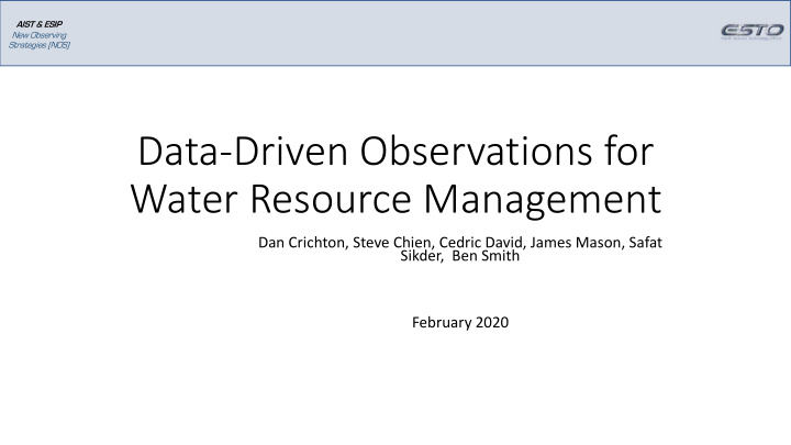 data driven observations for water resource management