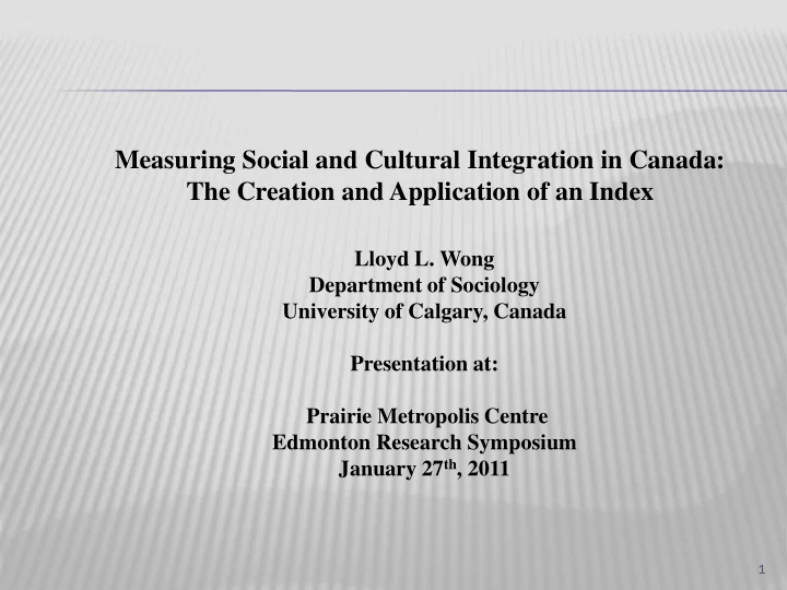 the creation and application of an index