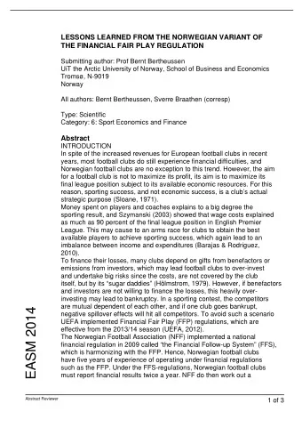 EASM 2014  negative spillover effects will hit all competitors. To avoid such a scenario  UEFA