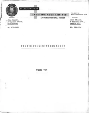 F  0 U    R  T  H P  R  E  S  E  N  T  A  T  I 0 N N  I G  H  T  1979 r' RALIAN  ANUP~ . HILLS