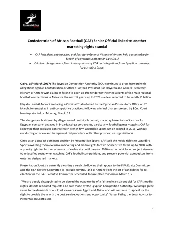 Confederation of African Football (CAF) Senior Official linked to another  marketing rights scandal