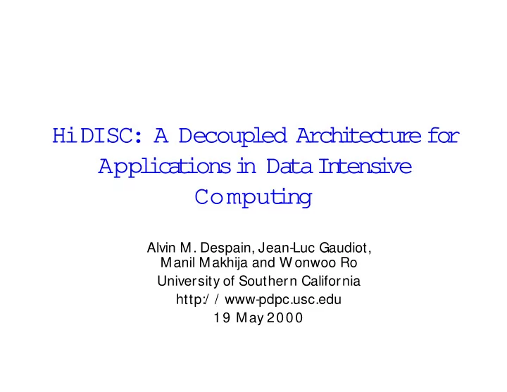 hidisc a de coup l ed a r c h i t e c t u r e f o r app l