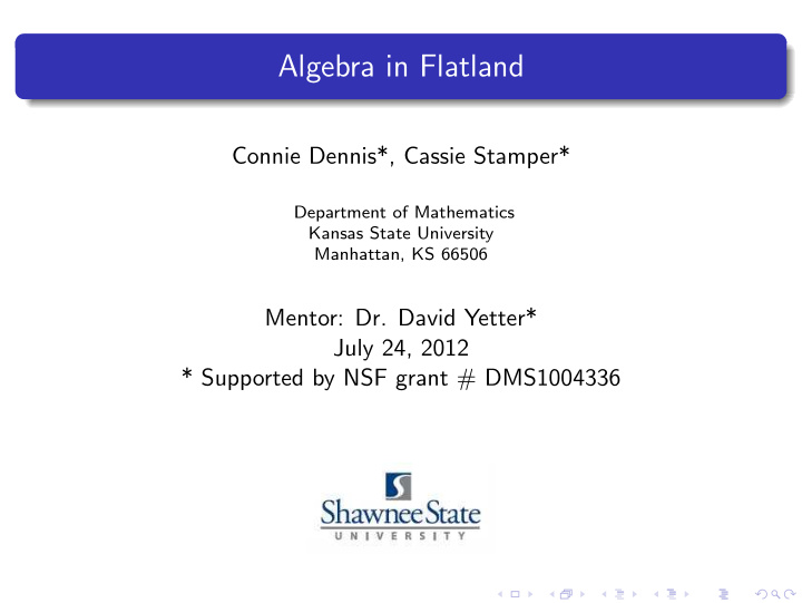 algebra in flatland