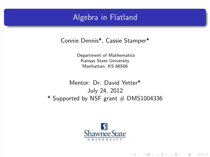 algebra in flatland
