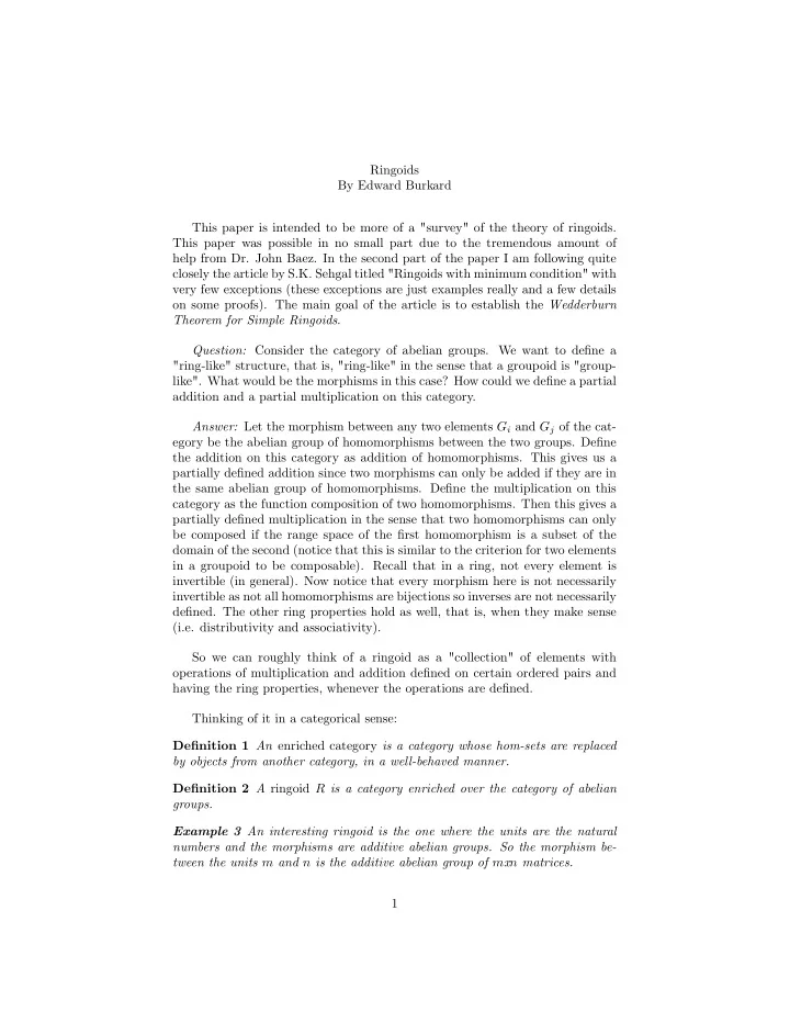 ringoids by edward burkard this paper is intended to be