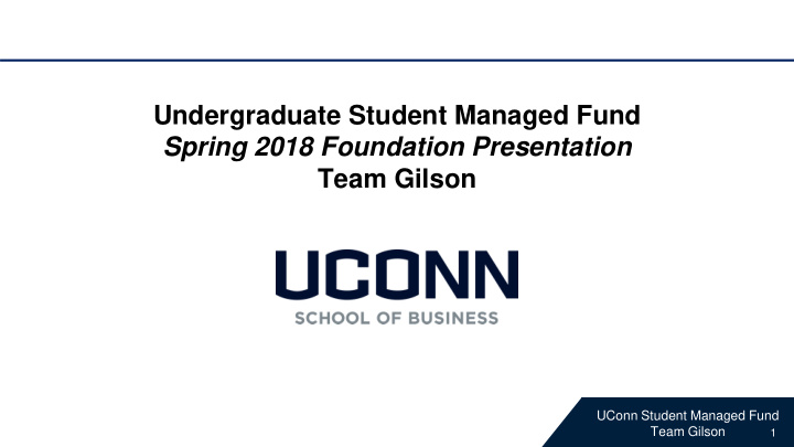 undergraduate student managed fund spring 2018 foundation
