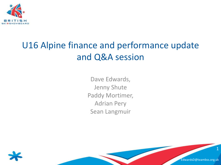 u16 alpine finance and performance update and q a session