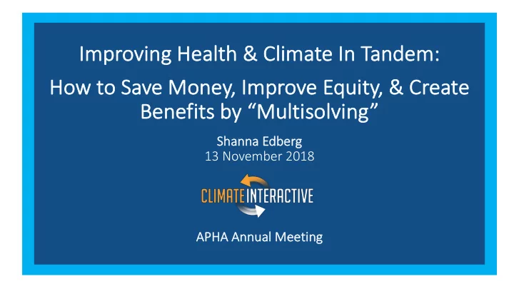 imp improvin ing healt health clima limate e in in tan