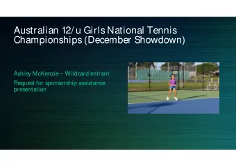 Australian 12/ u Girls National Tennis  Championships (December Showdown)  Ashley McKenzie