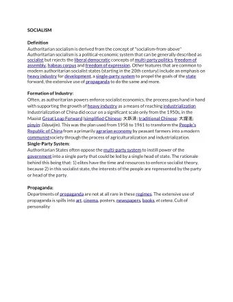 SOCIALISM  Definition  Authoritarian socialism is derived from the concept of