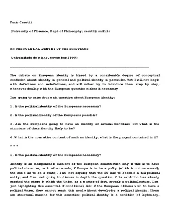 Fur  i  o  Cer  utti  (Uni  ver  si  ty  of  Fl  or  ence,  Dept  of  Phi  l  osophy;  cer  utti  @