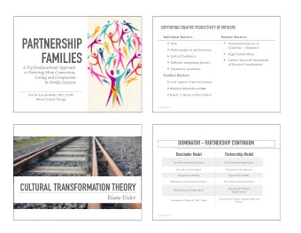 PARTNERSHIP  Guilt  Gendered Construct of    Creativity = Eminence  Perfectionism &amp;