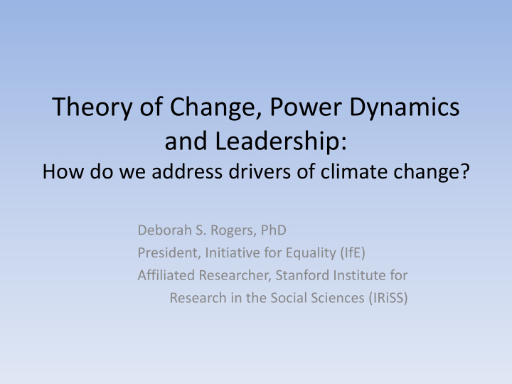 theory of change power dynamics and leadership