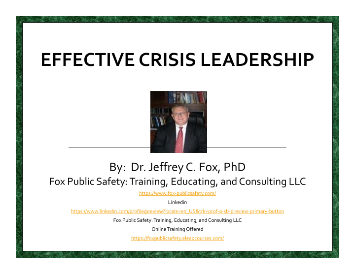 effective crisis leadership