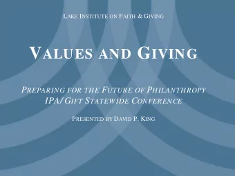WHAT DO WE KNOW: LANDSCAPE OF RELIGIOUS GIVING Giving up 7.1%  5.4% adjusted for inflation  Total