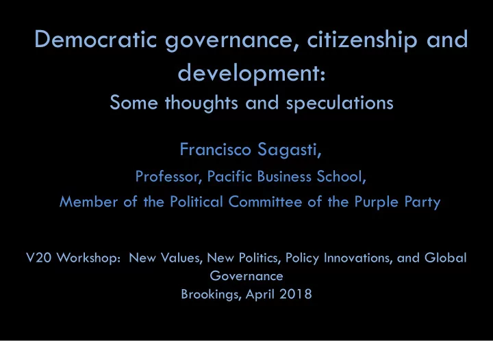 democratic governance citizenship and development