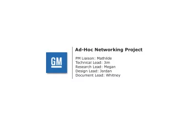 Ad-Hoc Networking Project  PM Liaison: Mathilde  Technical Lead: Jim  Research Lead: Megan  Design