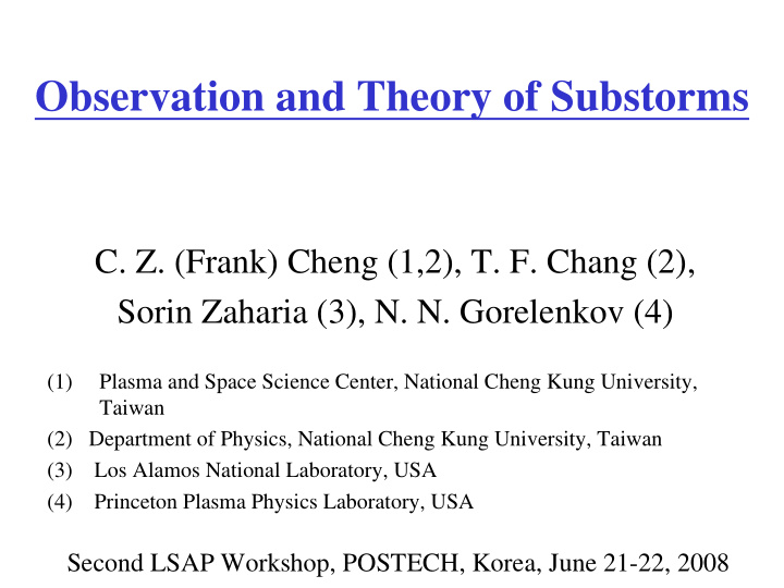 observation and theory of substorms