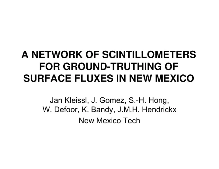 a network of scintillometers a network of scintillometers