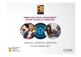 ANNUAL GENERAL MEETING  18 OCTOBER 2017  AGENDA    Opening and welcome    Apologies