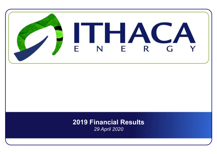 2019 financial results