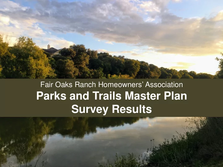 parks and trails master plan survey results survey