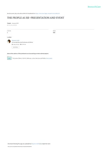 THE PEOPLE AS RE-PRESENTATION AND EVENT Chapter  January 2015  DOI: 10.13140/2.1.1859.2002