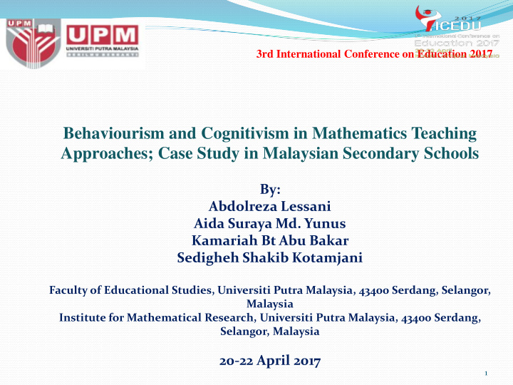 behaviourism and cognitivism in mathematics teaching