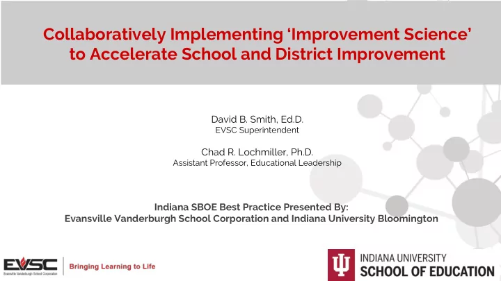 collaboratively implementing improvement science to