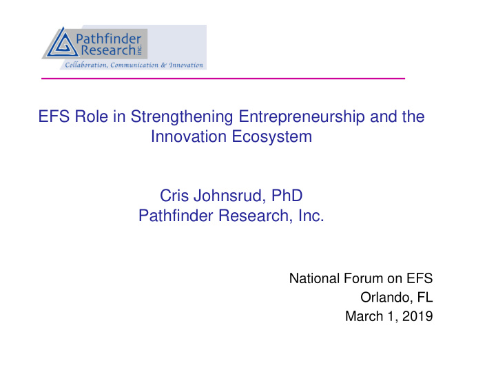 efs role in strengthening entrepreneurship and the