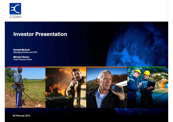 investor presentation investor presentation