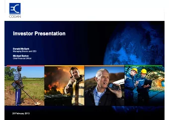 Investor Presentation  Investor Presentation  Donald McGurk  Donald McGurk  Managing Director and