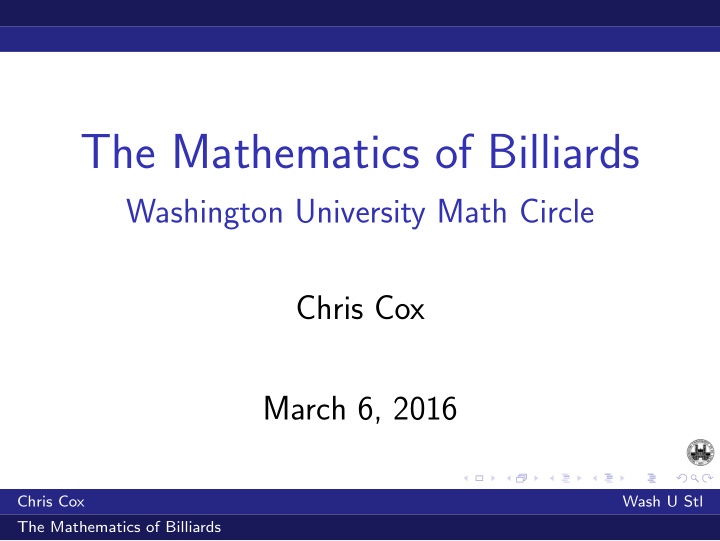 the mathematics of billiards