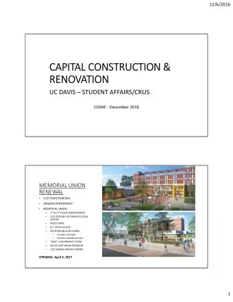CAPITAL CONSTRUCTION &amp;  RENOVATION  UC DAVIS  STUDENT AFFAIRS/CRUS  COSAF  December 2016