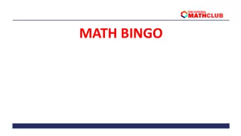 MATH BINGO  MATH BINGO  1. Write the 24 Answer Integers in any squares on your  BINGO card such