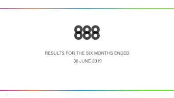 RESULTS FOR THE SIX MONTHS ENDED  30 JUNE 2019  1  AGENDA  |  Itai Pazner  H1 2019 Highlights  |