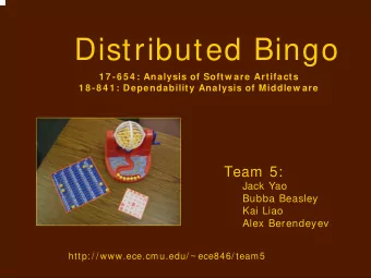 Distributed Bingo  1 7 -6 5 4 : Analysis of Softw are Artifacts  1 8 -8 4 1 : Dependability