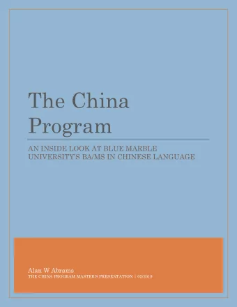 The China  Program  AN INSIDE LOOK AT BLUE MARBLE UNIVERSITYS BA/MS IN CHINESE LANGUAGE  Alan W