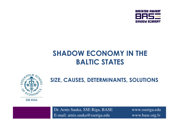 shadow economy in the baltic states